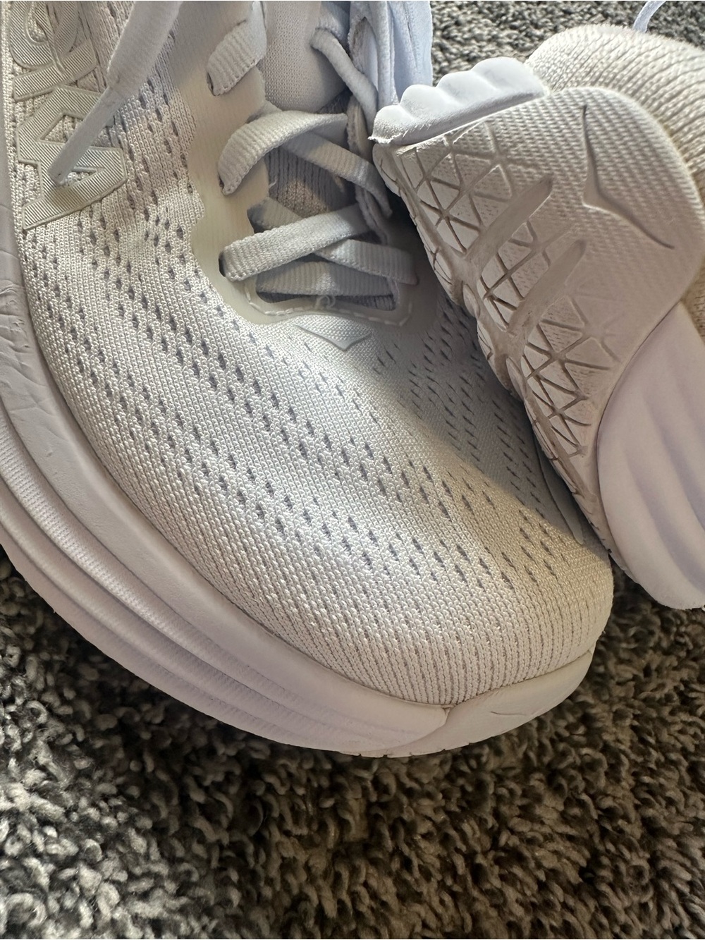 White Womens HOKA Bondi 8 White Running Walking Gym Sneakers Size 7 - Picture 10 of 15